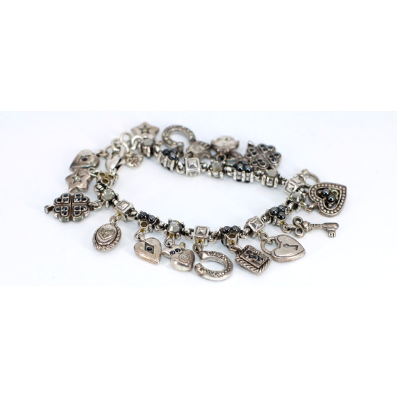 A5 Auth BRIGHTON Survivor Silver Statement Chunky Chain Love Heal Charm Bracelet - Picture 5 of 6